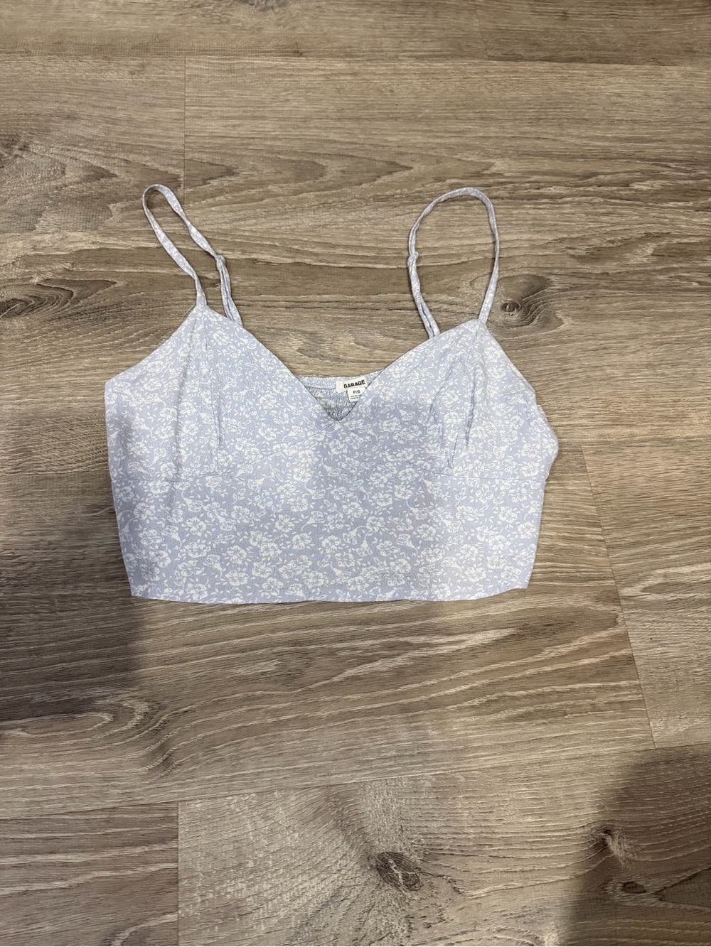 Garage Light Blue Floral Crop Cami